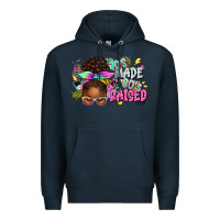 Navy 70's made 80's raised afro messy bun Premium Hoodie - texasbilliewilder