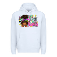 White 70's made 80's raised afro messy bun Premium Hoodie - texasbilliewilder