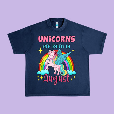Unicorns Are Born In August Urban Heavy Tee Designed By Jasminsmagicworld