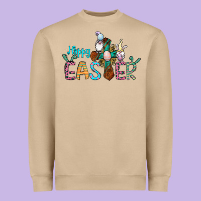 Cross Rabbit Gnomes Happy Easter Heavyweight Sweatshirt Designed By Jasminsmagicworld