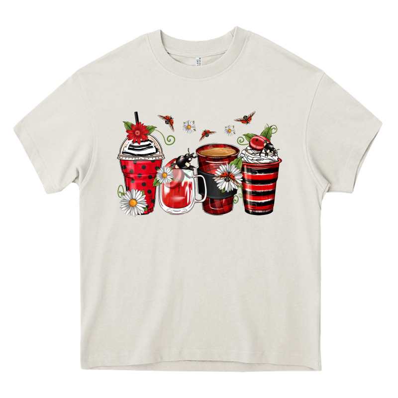 Ladybug Coffee Cups Heavy Core Tee by Zillion Design Studio | Teevron