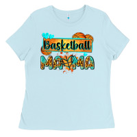 Baby Blue basketball mama with leopard Ladies Tee - Zillion Design Studio