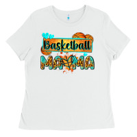 White basketball mama with leopard Ladies Tee - Zillion Design Studio
