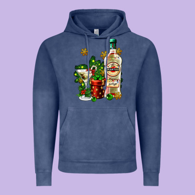 Cocrtail Martini And Gift And Snow Vintage Hoodie Designed By Adodesignshop