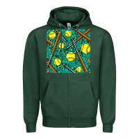 Sports Green softball bat with leopard and glitter seamless pattern Zipper Hoodie - BundleAndBundleShop