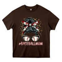 Chocolate Brown baseballmom messy bun Heavy Core Tee - BarkalooDesign