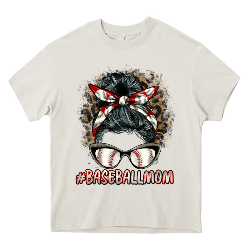 Baseballmom Messy Bun Heavy Core Tee by BarkalooDesign | Teevron