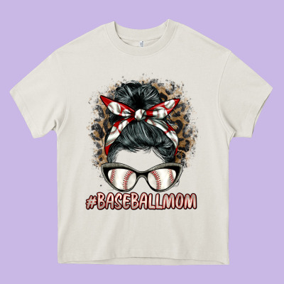 Baseballmom Messy Bun Heavy Core Tee Designed By Barkaloodesign