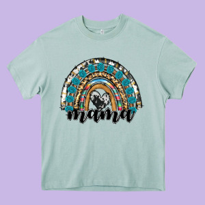 Western Mama Rainbow Heavy Core Tee Designed By Ranaportraitstore