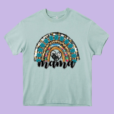Western Mama Rainbow Heavy Core Tee Designed By Ranaportraitstore