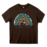 Chocolate Brown western mama rainbow Heavy Core Tee - RanaPortraitStore