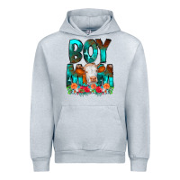 Heather Grey Boy Mom Flowers Cow Urban Hoodie - CowCowDesign
