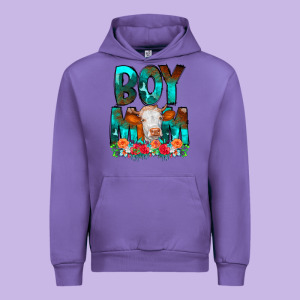 Boy Mom Flowers Cow Urban Hoodie Designed By Cowcowdesign