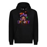Black Spooky vibes afro messy bun Premium Hoodie - NancyCooperArtShop