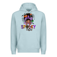 Blue Mist Spooky vibes afro messy bun Premium Hoodie - NancyCooperArtShop
