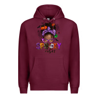 Burgundy Spooky vibes afro messy bun Premium Hoodie - NancyCooperArtShop