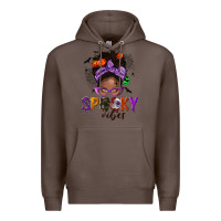 Coffee Spooky vibes afro messy bun Premium Hoodie - NancyCooperArtShop
