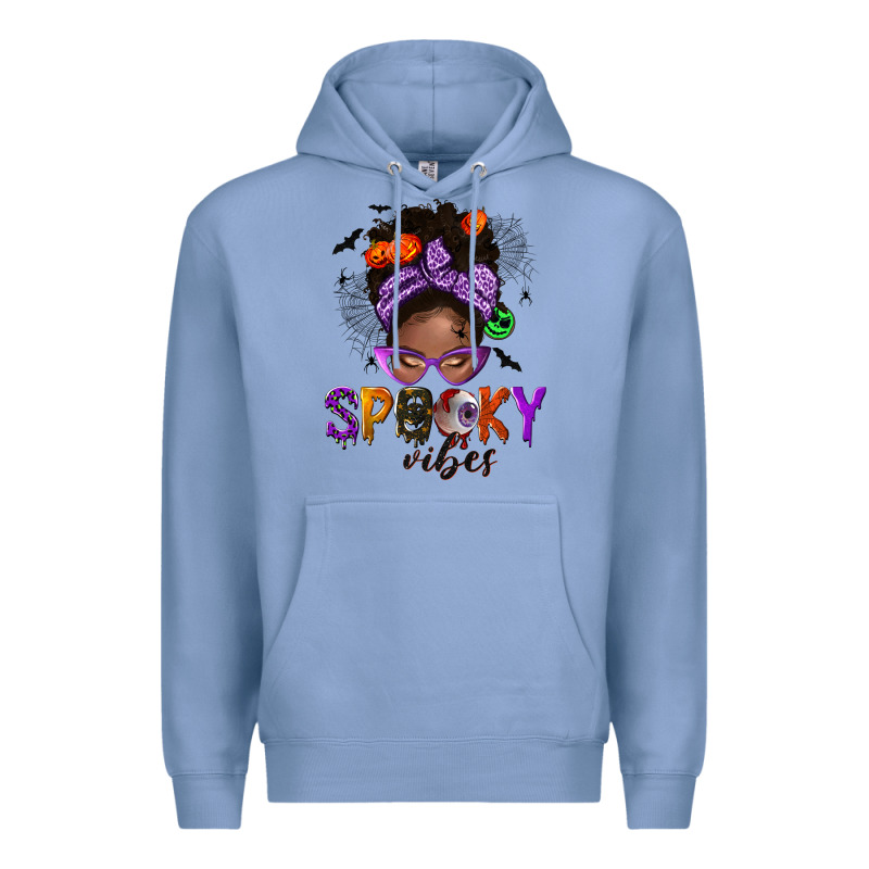 Spooky Vibes Afro Messy Bun Premium Hoodie by NancyCooperArtShop | Teevron