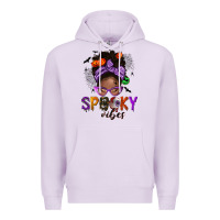 Lilac Spooky vibes afro messy bun Premium Hoodie - NancyCooperArtShop