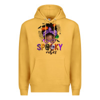 Mustard Spooky vibes afro messy bun Premium Hoodie - NancyCooperArtShop