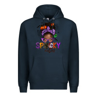 Navy Spooky vibes afro messy bun Premium Hoodie - NancyCooperArtShop