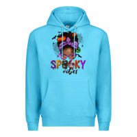 Ocean Blue Spooky vibes afro messy bun Premium Hoodie - NancyCooperArtShop
