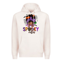 Pale Pink Spooky vibes afro messy bun Premium Hoodie - NancyCooperArtShop