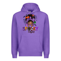 Purple Spooky vibes afro messy bun Premium Hoodie - NancyCooperArtShop