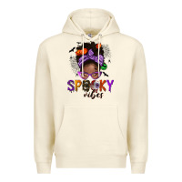 Sandshell Spooky vibes afro messy bun Premium Hoodie - NancyCooperArtShop
