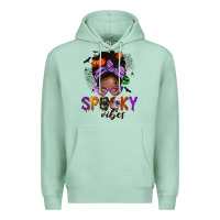Seafoam Spooky vibes afro messy bun Premium Hoodie - NancyCooperArtShop