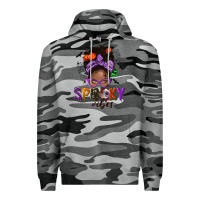 Slate Camo Spooky vibes afro messy bun Premium Hoodie - NancyCooperArtShop