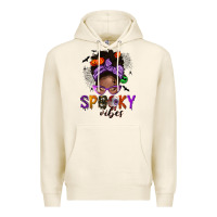 Tofu Spooky vibes afro messy bun Premium Hoodie - NancyCooperArtShop