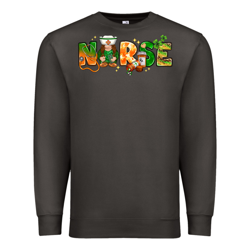 St Patricks Day Nurse With Gnome Premium Sweatshirt by NancyCooperArtShop | Teevron