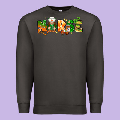 St Patricks Day Nurse With Gnome Premium Sweatshirt Designed By Nancycooperartshop