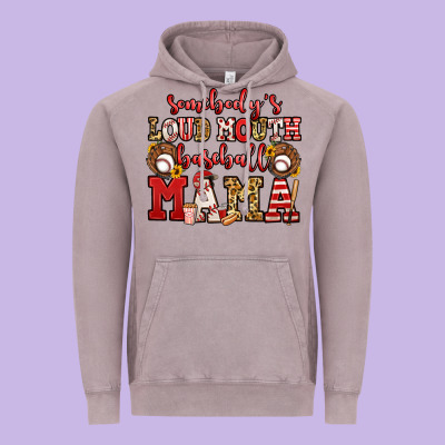 Somebody's Loud Mouth Baseball Mama Vintage Hoodie Designed By Jasminsmagicworld