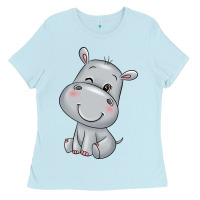 Baby Blue hippo Ladies Tee - texasbilliewilder