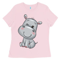 Bubblegum Pink hippo Ladies Tee - texasbilliewilder