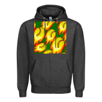 Charcoal Heather softball fire ball seamless pattern Zipper Hoodie - BundleAndBundleShop