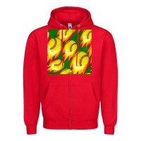 Red softball fire ball seamless pattern Zipper Hoodie - BundleAndBundleShop