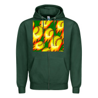 Sports Green softball fire ball seamless pattern Zipper Hoodie - BundleAndBundleShop
