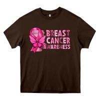 Chocolate Brown Breast Cancer Awareness with Coffee Cup Heavy Core Tee - texasbilliewilder
