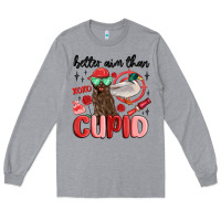 Heather Grey better aim than cupid with dog and duck Long Sleeve Tee - MaliasSmallBusiness