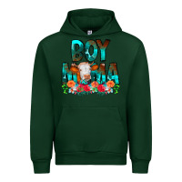 Forest Green Boy Mama Flowers Cow Urban Hoodie - CowCowDesign