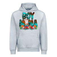 Heather Grey Boy Mama Flowers Cow Urban Hoodie - CowCowDesign