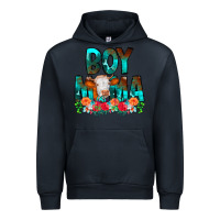 Navy Boy Mama Flowers Cow Urban Hoodie - CowCowDesign