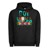 Pigment Black Boy Mama Flowers Cow Urban Hoodie - CowCowDesign