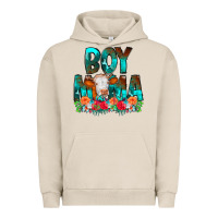 Pigment French Oak Boy Mama Flowers Cow Urban Hoodie - CowCowDesign