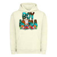 Pigment Pistachio Boy Mama Flowers Cow Urban Hoodie - CowCowDesign