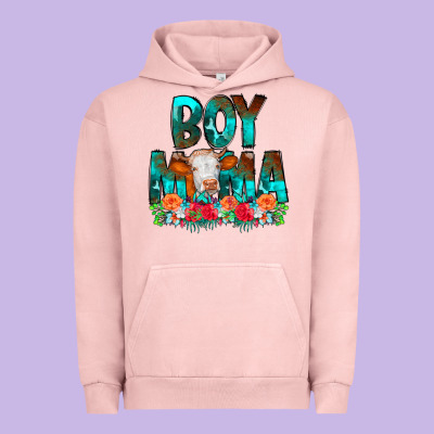 Boy Mama Flowers Cow Urban Hoodie Designed By Cowcowdesign