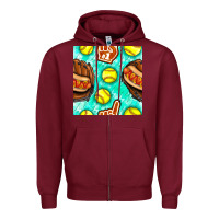 Burgundy softball glove and hotdog seamless pattern Zipper Hoodie - BundleAndBundleShop